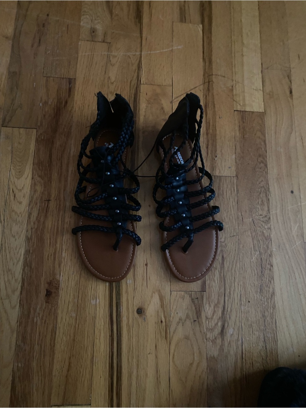 Arizona Jean Company Black Braided Lace-Up Gladiator Sandals